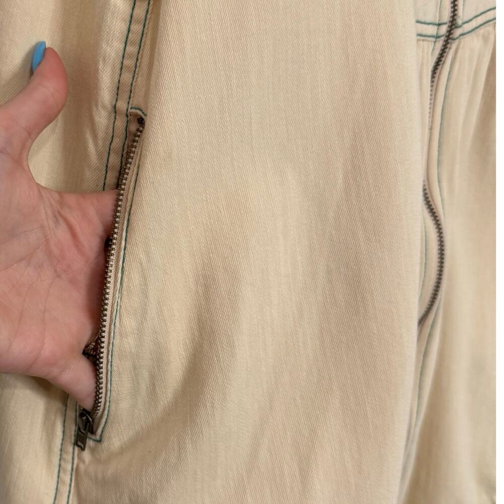 Anthropologie Pilcro Cream Green Zip Denim Mini Trapeze Dress size 1X NEW Tags - Picture 8 of 13